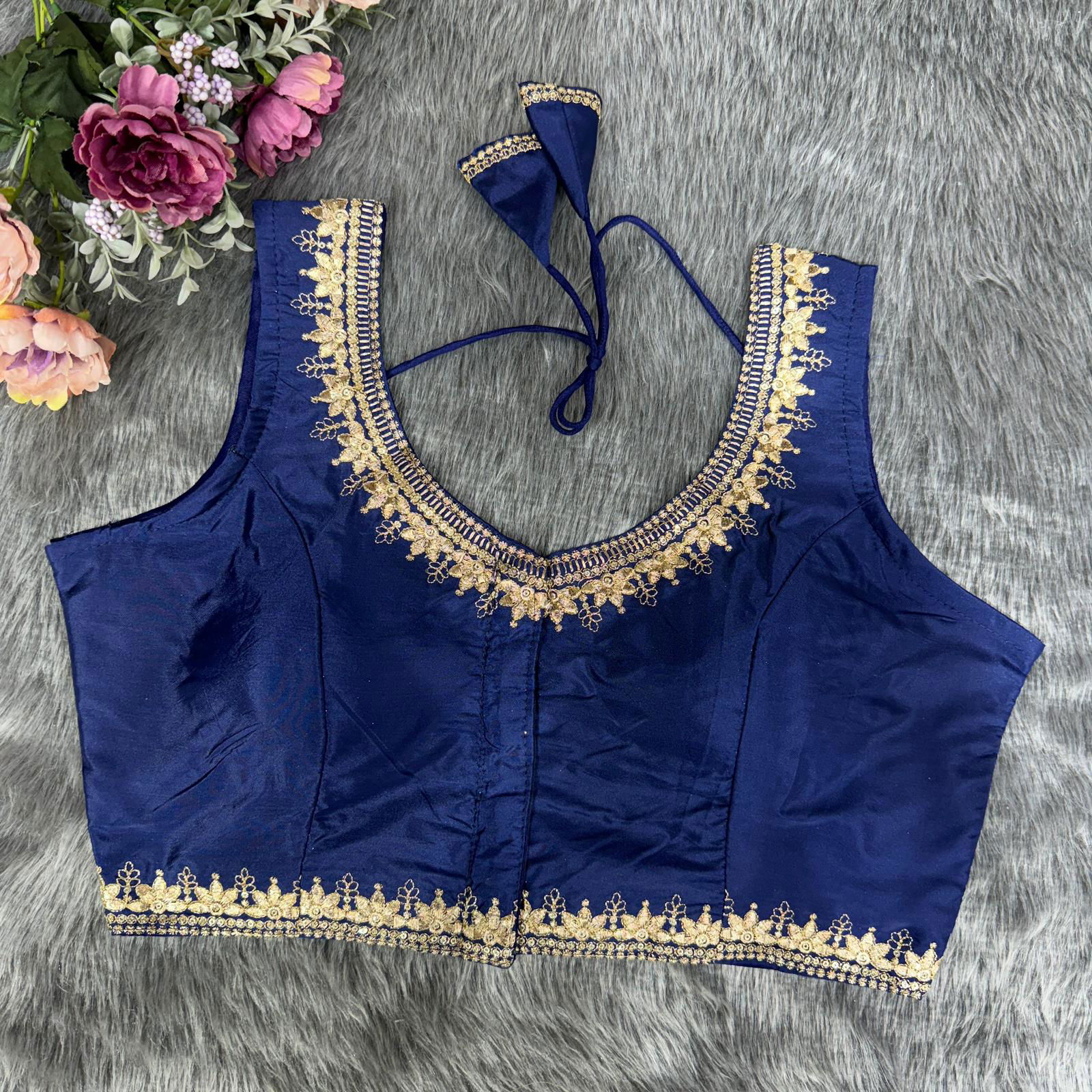 Rk Blouse Embroidery Work Sleeveless Party Wear Blouse Wholesale Market In Surat